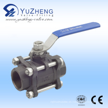 Acero inoxidable de 3 piezas de acero al carbono Thread Ball Valve